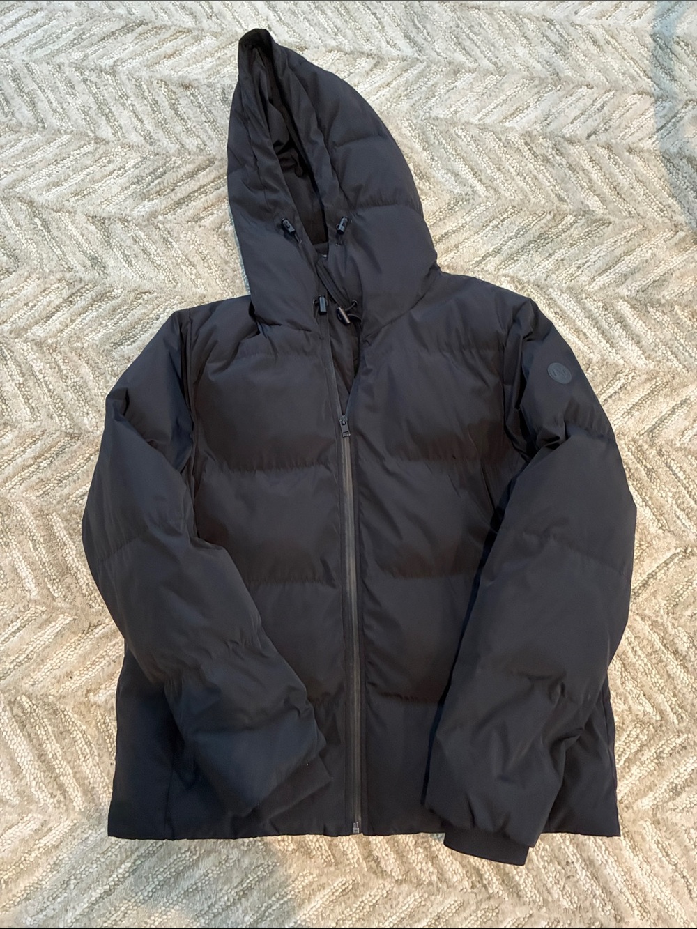 Men's Black Hooded Puffer Jacket - Insulated Coat
